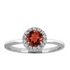 Ring with Genuine Garnet and Cubic Zirconia in Sterling Silver