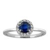 Ring with Created Sapphire and Cubic Zirconia in Sterling Silver