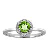 Ring with Genuine Peridot and Cubic Zirconia in Sterling Silver