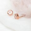 Asian Hope 7MM Hexagon Earrings with Rose Quartz in Rose Gold Plated Sterling Silver