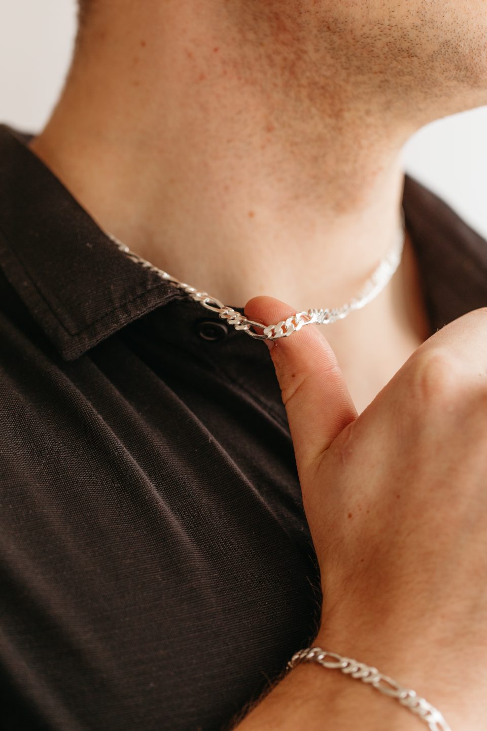 22" men's sterling silver figaro chain