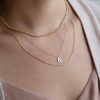 18″ Wishbone Necklace with Diamond in 10kt Yellow Gold