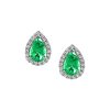 Earrings with .12 Carat TW of Diamonds and Emerald in 10kt White Gold