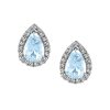 Earrings with .12 Carat TW of Diamonds and Aquamarine in 10kt White Gold