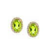 Earrings with .10 Carat TW of Diamonds and Oval Peridot in 10kt Yellow Gold