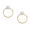 Circle Earrings with Pearl in 10kt Yellow Gold