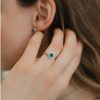 Ring with Created Emerald and Cubic Zirconia in Sterling Silver