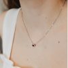 18″ Pendant with Genuine Garnet and Cubic Zirconia in Sterling Silver with Chain