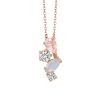 Pendant with White Topaz, Moonstone, and Rose Quartz in Rose Tone Sterling Silver with Chain
