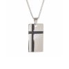 20″ Dog Tag Cross Pendant Necklace in Stainless Steel