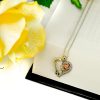 Enchanted Disney Belle Pendant with .10 Carat TW of Diamonds in Silver and 10kt Rose Gold with Chain