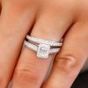 Bridal Set with 1.00 Carat TW of Diamonds In 14kt White Gold