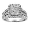 Halo Engagement Ring with 1.50 Carat TW of Diamonds in 10kt White Gold