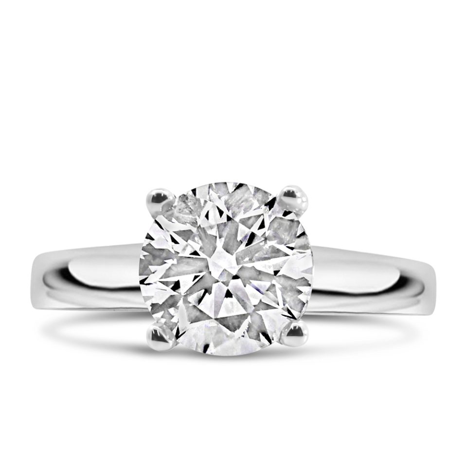 Engagement Ring with 2.00 Carat Diamond in 14kt White Gold