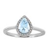 Ring with .09 Carat TW of Diamonds and Aquamarine in 10kt White Gold