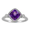 Ring with .06 Carat TW of Diamonds and Amethyst in 10kt White Gold