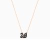 Facet Swan Necklace, Black, Mixed metal finish