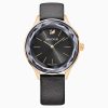 Octea Nova Watch, Leather strap, Black, Rose-gold tone PVD