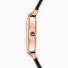 Crystalline Hours Watch, Leather strap, Black, Rose-gold tone PVD