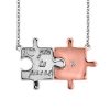 18″ Puzzle Piece Necklace with .01 Carat Diamond in Rose Gold Plated Sterling Silver