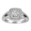 Northern Facet Ideal Cut Halo Engagement Ring with .84 Carat TW of Diamonds in 18kt White Gold