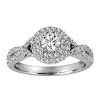 Northern Facet Ideal Cut Halo Engagement Ring with .65 Carat TW of Diamonds in 18kt White Gold