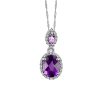 Pendant with .16 Carat TW of Diamonds, Amethyst and Quartz in 10kt White Gold with Chain