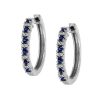 Hoop Earrings with .06 Carat TW of Diamonds and Blue Sapphire in 10kt White Gold