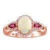 Ring with .16 Carat TW of Diamonds with Opal and Pink Topaz in 10kt Rose Gold