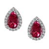 Earrings with .12 Carat TW of Diamonds and Ruby in 10kt White Gold