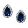 Earrings with .12 Carat TW of Diamonds and Sapphire in 10kt White Gold