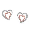 Heart Earrings with Cubic Zirconia in Sterling Silver