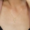 Cross Pendant with .15 Carat TW of Diamonds in 10kt Yellow Gold with Chain