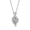 10KT White Gold 1.00 Carat TW Round and Baguette Diamond Pendant with Chain