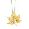 Yellow Gold and Diamond Maple Leaf Pendant with Chain