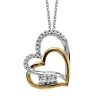 Heart Pendant with .13 Carat TW of Diamonds in 10kt White and Yellow Gold with Chain