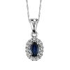 10KT White Gold Diamond and Blue Sapphire Pendant with Chain