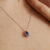 10KT White Gold Diamond and Sapphire Pendant with Chain