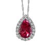 Pendant with Diamond and Ruby in 10KT White Gold with Chain