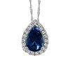 10KT White Gold Diamond and Sapphire Pendant with Chain
