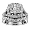Halo Bridal Set with 1.00 Carat TW of Diamonds in 10kt White Gold