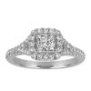Colourless Collection Halo Engagement Ring With 1.00 Carat TW Of Diamonds In 18kt White Gold