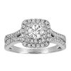 Colourless Collection Double Halo Engagement Ring With .74 Carat TW Of Diamonds In 18kt White Gold