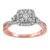 Halo Engagement Ring with .50 Carat TW of Diamonds in 10kt Rose Gold