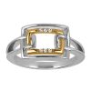 Square Ring with Cubic Zirconia in Gold Plated Sterling Silver