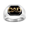 Dad Ring with Onyx in Sterling Silver and 10kt Yellow Gold