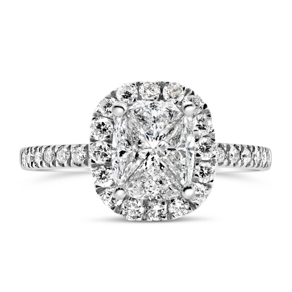 Engagement Ring with 1.40 Carat TW of Diamonds in 14kt White Gold