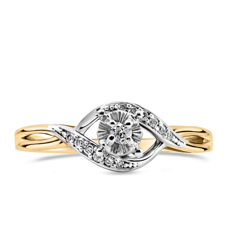 Engagement Ring with .08 Carat TW of Diamonds in 10kt Yellow Gold