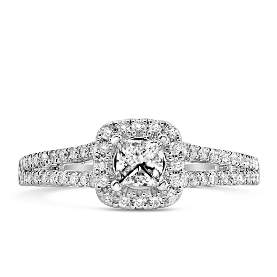 Engagement Ring with .75 Carat TW of Diamonds in 14kt White Gold