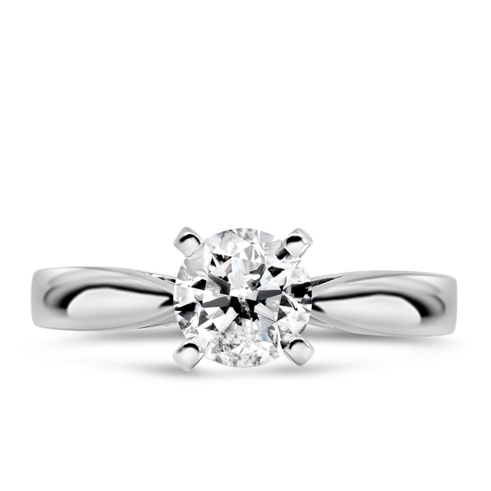Stunning Canadian Solitaire Engagement Ring featuring a dazzling 1.00 carat diamond set in elegant 14kt white gold